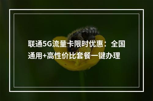联通5G流量卡限时优惠：全国通用+高性价比套餐一键办理
