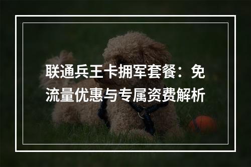 联通兵王卡拥军套餐：免流量优惠与专属资费解析