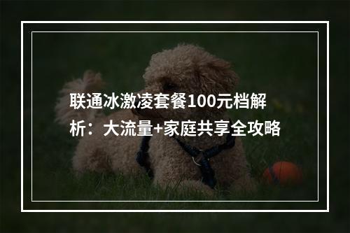 联通冰激凌套餐100元档解析：大流量+家庭共享全攻略