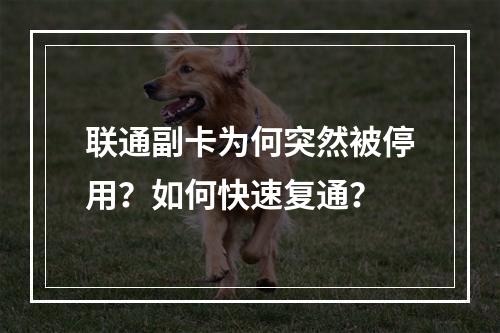 联通副卡为何突然被停用？如何快速复通？
