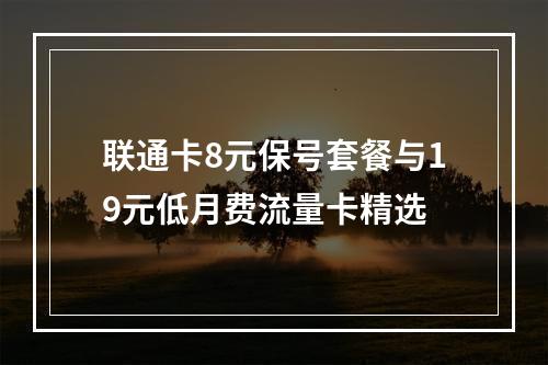 联通卡8元保号套餐与19元低月费流量卡精选