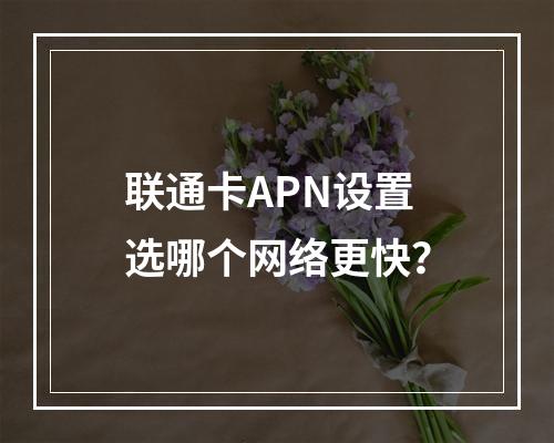 联通卡APN设置选哪个网络更快？