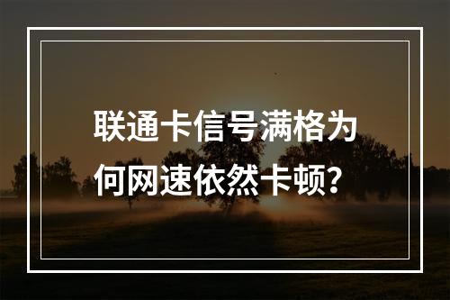 联通卡信号满格为何网速依然卡顿？
