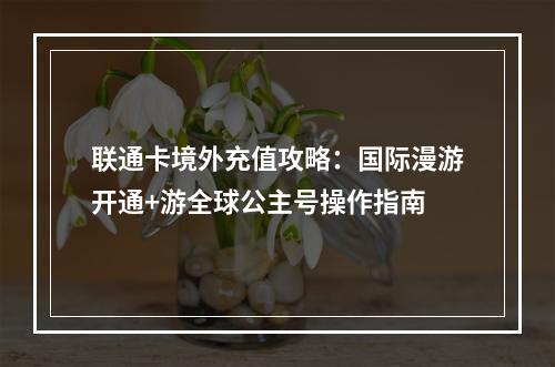 联通卡境外充值攻略：国际漫游开通+游全球公主号操作指南