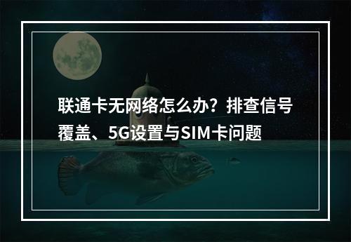 联通卡无网络怎么办？排查信号覆盖、5G设置与SIM卡问题
