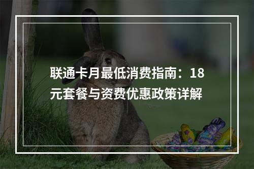 联通卡月最低消费指南：18元套餐与资费优惠政策详解