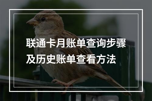 联通卡月账单查询步骤及历史账单查看方法