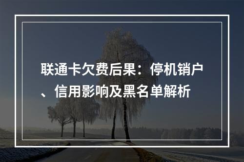 联通卡欠费后果：停机销户、信用影响及黑名单解析