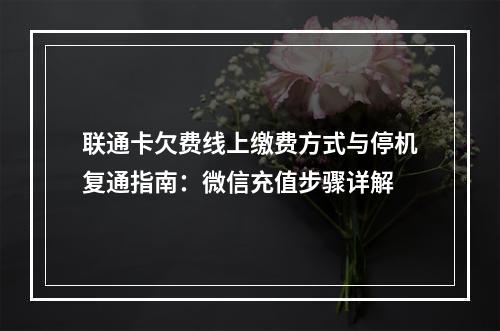 联通卡欠费线上缴费方式与停机复通指南：微信充值步骤详解