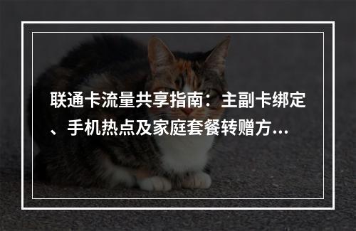联通卡流量共享指南：主副卡绑定、手机热点及家庭套餐转赠方法