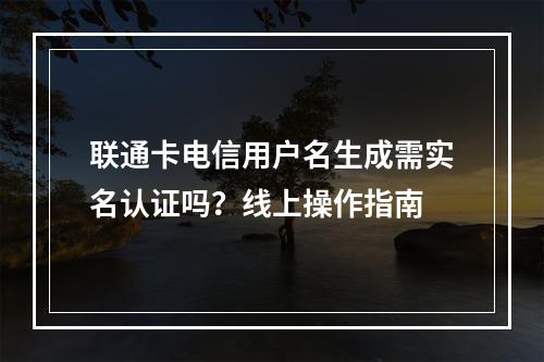 联通卡电信用户名生成需实名认证吗？线上操作指南