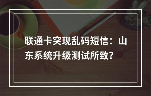 联通卡突现乱码短信：山东系统升级测试所致？
