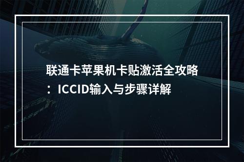 联通卡苹果机卡贴激活全攻略：ICCID输入与步骤详解