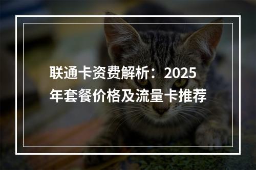 联通卡资费解析：2025年套餐价格及流量卡推荐