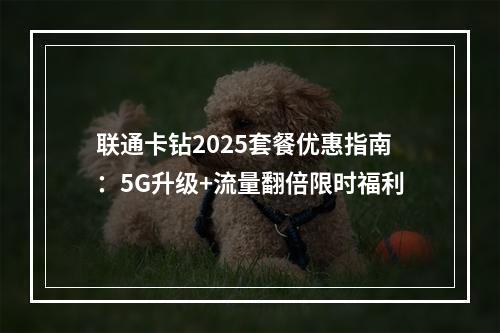 联通卡钻2025套餐优惠指南：5G升级+流量翻倍限时福利