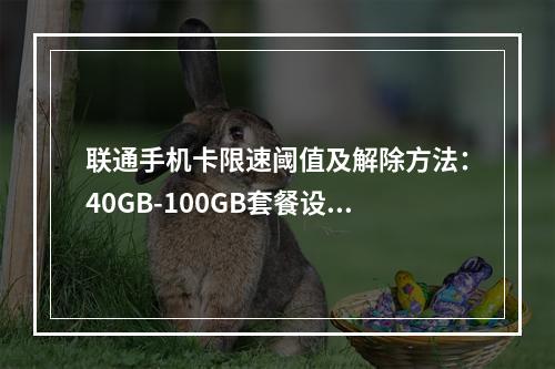 联通手机卡限速阈值及解除方法：40GB-100GB套餐设置技巧