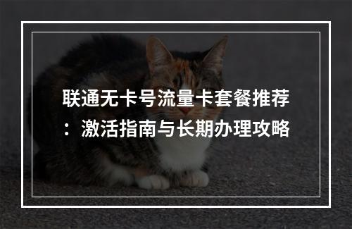 联通无卡号流量卡套餐推荐：激活指南与长期办理攻略