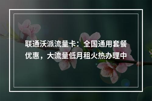 联通沃派流量卡：全国通用套餐优惠，大流量低月租火热办理中