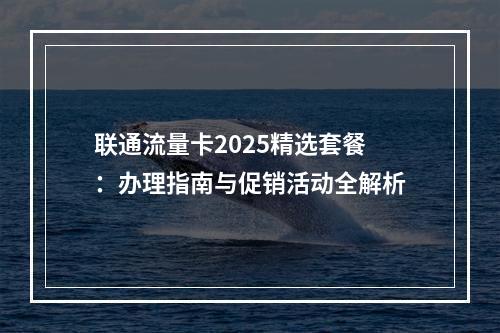 联通流量卡2025精选套餐：办理指南与促销活动全解析