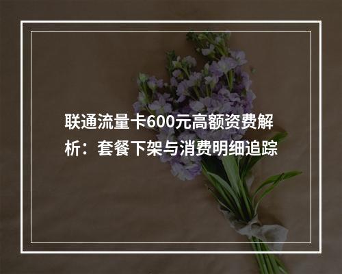 联通流量卡600元高额资费解析：套餐下架与消费明细追踪