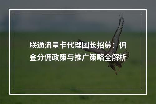 联通流量卡代理团长招募：佣金分佣政策与推广策略全解析
