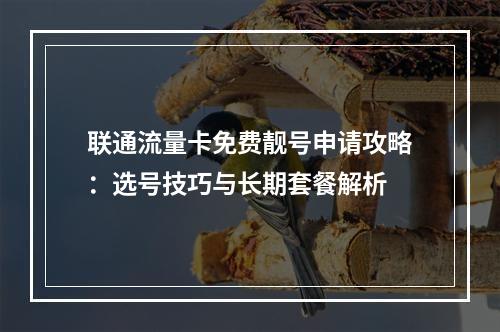 联通流量卡免费靓号申请攻略：选号技巧与长期套餐解析