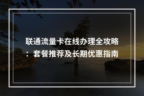 联通流量卡在线办理全攻略：套餐推荐及长期优惠指南