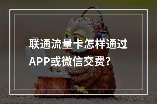 联通流量卡怎样通过APP或微信交费？