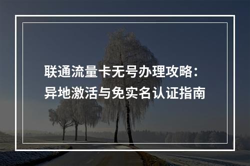 联通流量卡无号办理攻略：异地激活与免实名认证指南