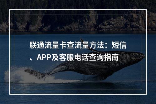 联通流量卡查流量方法：短信、APP及客服电话查询指南