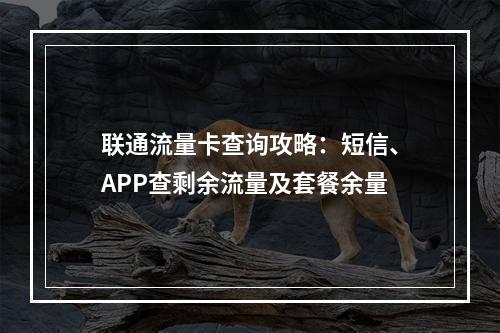 联通流量卡查询攻略：短信、APP查剩余流量及套餐余量