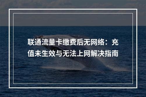 联通流量卡缴费后无网络：充值未生效与无法上网解决指南