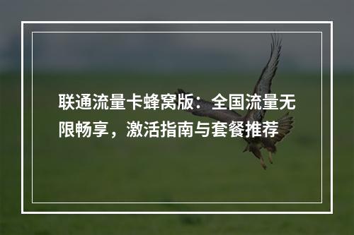联通流量卡蜂窝版：全国流量无限畅享，激活指南与套餐推荐