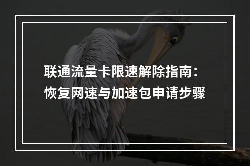 联通流量卡限速解除指南：恢复网速与加速包申请步骤
