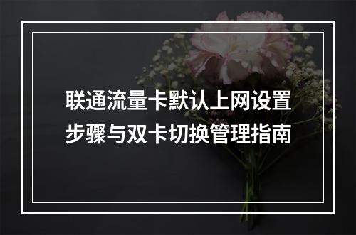 联通流量卡默认上网设置步骤与双卡切换管理指南