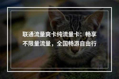 联通流量爽卡纯流量卡：畅享不限量流量，全国畅游自由行
