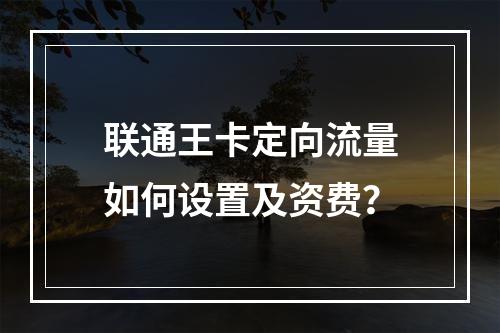 联通王卡定向流量如何设置及资费？