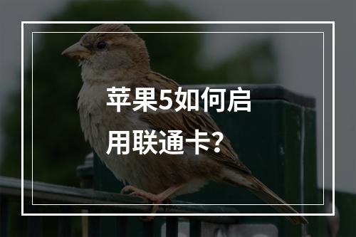 苹果5如何启用联通卡？