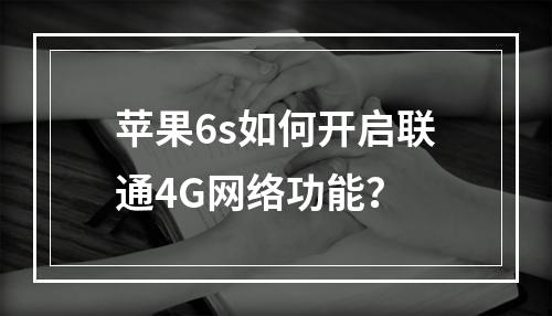 苹果6s如何开启联通4G网络功能？