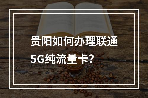 贵阳如何办理联通5G纯流量卡？