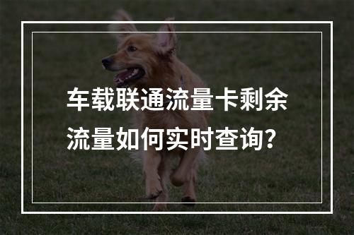 车载联通流量卡剩余流量如何实时查询？