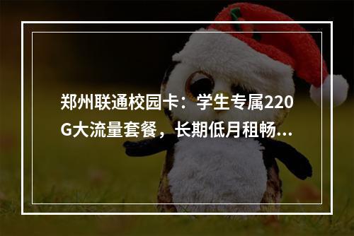 郑州联通校园卡：学生专属220G大流量套餐，长期低月租畅享
