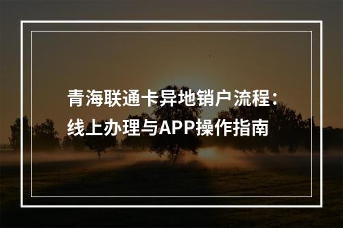 青海联通卡异地销户流程：线上办理与APP操作指南