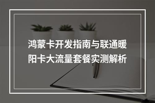 鸿蒙卡开发指南与联通暖阳卡大流量套餐实测解析