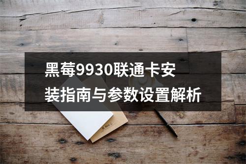 黑莓9930联通卡安装指南与参数设置解析