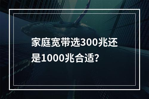 家庭宽带选300兆还是1000兆合适？