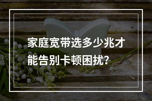 家庭宽带选多少兆才能告别卡顿困扰？