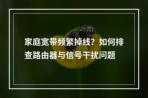 家庭宽带频繁掉线？如何排查路由器与信号干扰问题