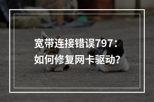 宽带连接错误797：如何修复网卡驱动？