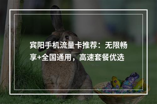 宾阳手机流量卡推荐：无限畅享+全国通用，高速套餐优选